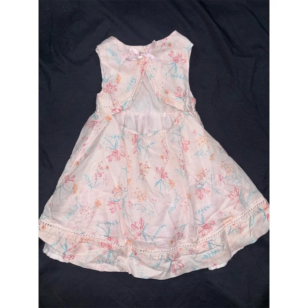 Tommy Bahama Sundress Baby Girls 12-18M Pink Floral Sleeveless Bow Back resort